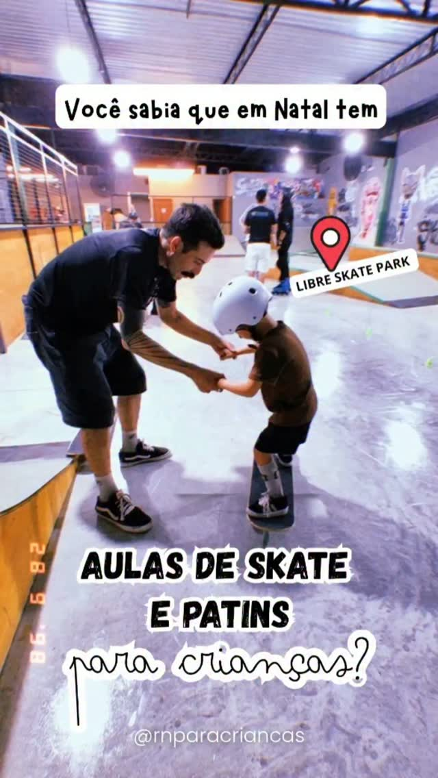 Story mostrando aula de skate para criança na Libre Skate Park Natal